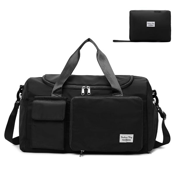 Travel Duffle Bags Waterproof Foldable Portable Sport Gym Bag-Black