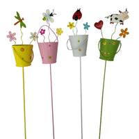 4pcs Fairy Garden Picks Garden Decorative Flower Pot Metal Crafts Decor Random Style Colour