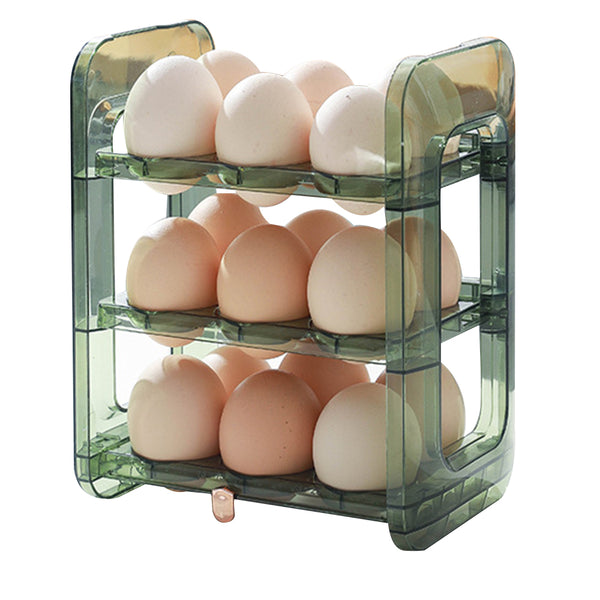 3-Layer Egg Holder for Refrigerator Egg Storage Rack Refrigerator Space Saver Green