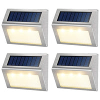 4Pcs Outdoor Waterproof 3LED Solar Fence Light Garden Wall Lamp Warm White