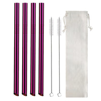 Set of 7Pcs BOBA Bubble Tea Straws Stainless Steel Wide Caliber Straws Reusable Straws Purple