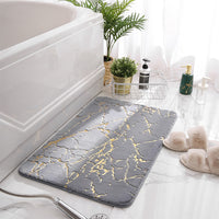 Marble Style Bathroom Rug Super Absorbent Microfiber Plush Non Slip Floor Mat 80x120cm Gray