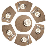 Set of 7 Placemats Coasters for Dining Table Brown