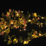 20 LED Artificial Flower Vine Fairy String Light Indoor Outdoor String Lights Light Pink