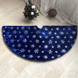 Blue Christmas Plush Tree Skirt with Silver Sequin Snowflake Christmas Decoration -90cm