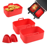 4Pcs Set Reusable Air Fryer Accessories Basket Silicone Pot for NinjaDZ201-Red