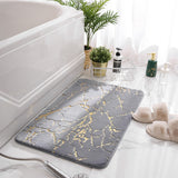 Marble Style Bathroom Rug Super Absorbent Microfiber Plush Non Slip Floor Mat 60x90cm Gray