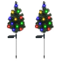 Set of 2pcs Solar Garden Stakes Lights Christmas Tree Light Christmas Decor