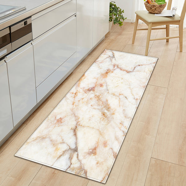 FancyGrab Marble Style Home Non-Slip Kitchen Floor Mat Bedroom Entrance Doormat Beige