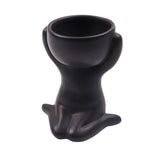 Imitation Human Shaped Ceramic Flowerpot Mini Plant Pot Hug Head Style Black