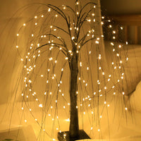 192-LED Tabletop Christmas Weeping Willow Tree String Lights-Black