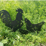 3Pcs Garden Ornaments Rooster Hen Hollow Ornaments Metal Decorative Garden Yard Stakes