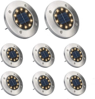 4/8/12/24 Pcs YellowLight LED Solar Lights Ground Floor Decking Patio Outdoor Garden Path Disk Lamp