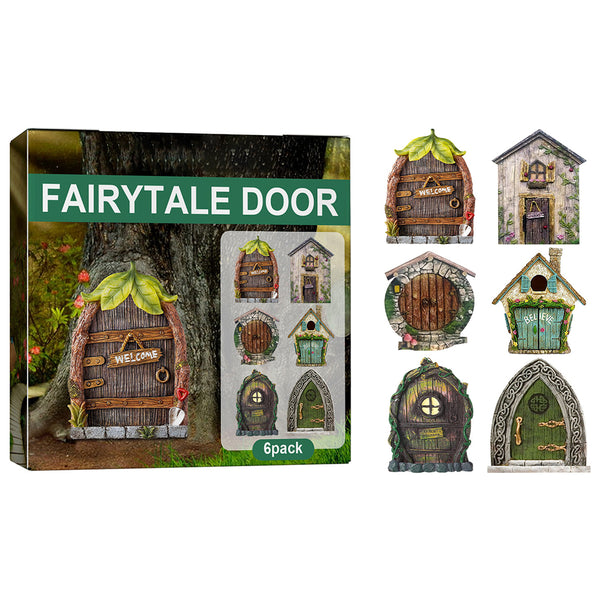 Set of 6pcs Miniature Fairy Door for Tree Outdoor Garden Decoration Fairy House Style 3