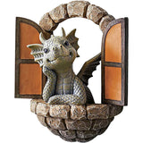 Courtyard Dinosaur Gate Statue Garden Dinosaur Meditating Sculpture-Open Window Style