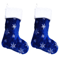 2 Pcs Plush Sequin Embroidered Snowflake Christmas Stocking Christmas Decorations