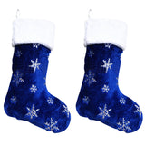 2 Pcs Plush Sequin Embroidered Snowflake Christmas Stocking Christmas Decorations