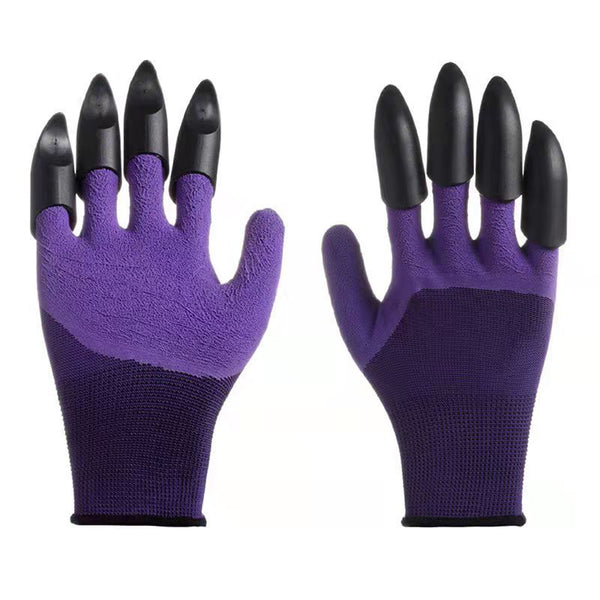 Latex Gardening Gloves With Claws-Purple