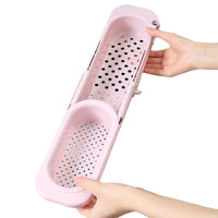 Telescopic Sink Rack Storage Holder Expandable Drain Basket for Home Kitchen Pink