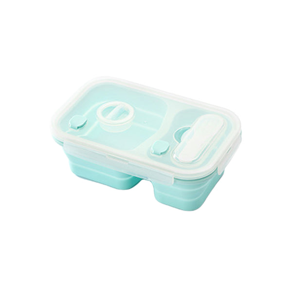 Collapsible Silicone Outdoor Lunch Box Leakproof Folding Food Storage Container Blue