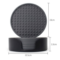 6Pcs Silicone Drinks Coasters Cup Mats with Storage Rack Grey