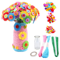 Carnation Flower Craft Kit for Kids DIY Flower Bouquet with Buttons and Felt Flower Activity Gift