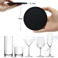 6Pcs Silicone Drinks Coasters Cup Mats with Storage Rack Black