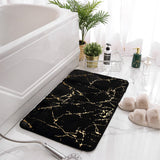 Marble Style Bathroom Rug Super Absorbent Microfiber Plush Non Slip Floor Mat 80x120cm Black