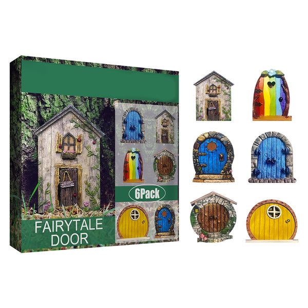 Set of 6pcs Miniature Fairy Door for Tree Outdoor Garden Decoration Fairy House Style 2