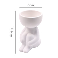 Imitation Human Shaped Ceramic Flowerpot Mini Plant Pot Hug Legs Style White