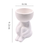 Imitation Human Shaped Ceramic Flowerpot Mini Plant Pot Hug Legs Style White