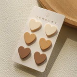 6 Pairs of Heart Shaped Acrylic Stud Earrings for Women -Style 1