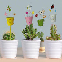 4pcs Fairy Garden Picks Garden Decorative Flower Pot Metal Crafts Decor Random Style Colour