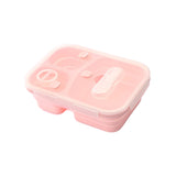 Collapsible Silicone Outdoor Lunch Box Leakproof Folding Food Storage Container Pink