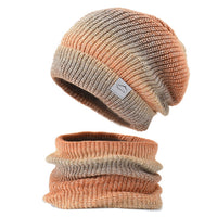 Fleece-Lined Gradient Hat with Snood Orange