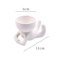 Imitation Human Shaped Ceramic Flowerpot Mini Plant Pot Legs Up Style White