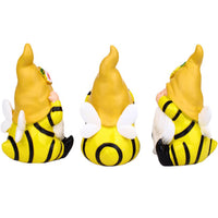 Bumble Bee Gnome Statue with Flower Hat Garden Decor