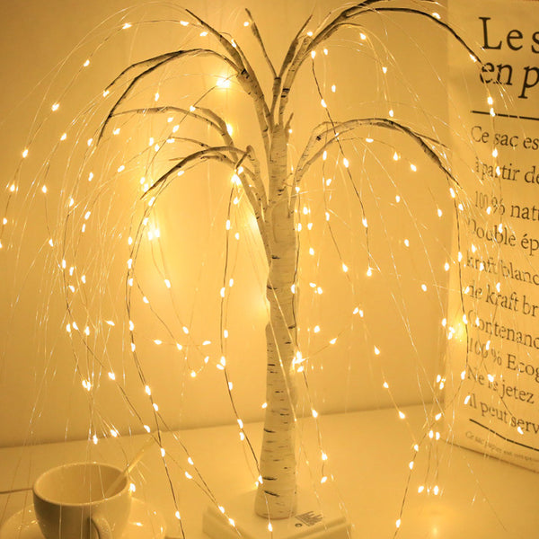 192-LED Tabletop Christmas Weeping Willow Tree String Lights-White