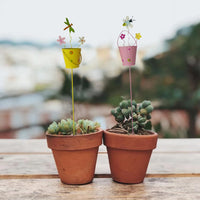 4pcs Fairy Garden Picks Garden Decorative Flower Pot Metal Crafts Decor Random Style Colour