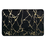 Marble Style Bathroom Rug Super Absorbent Microfiber Plush Non Slip Floor Mat 60x90cm Black