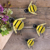 4 Pcs 3D Iron Bee Art Sculpture Hanging Wall Garden Decorations