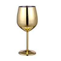 Stainless Steel Stemmed Wine Glasses Shatter Proof Unbreakable Wine Goblet-Gold