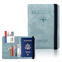 RFID Blocking Passport Holder for Travel Accessories Passport Purse Card Wallet-Sky Blue