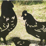 3Pcs Garden Ornaments Rooster Hen Hollow Ornaments Metal Decorative Garden Yard Stakes