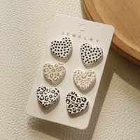 6 Pairs of Heart Shaped Acrylic Stud Earrings for Women -Style 1