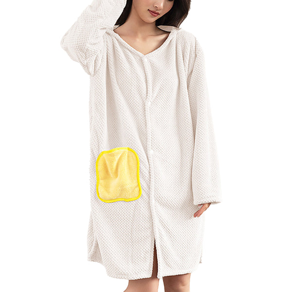 Surfing Wearable Bath Towel Bath Robe with Hood White