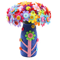 Sun Flower Craft Kit for Kids DIY Flower Bouquet with Buttons and Felt Flower Activity Gift