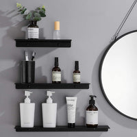 Wall Mount Floating Shelf Brackets Towel Rail Rack Display Shelves Bathroom Black