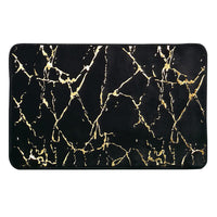 Marble Style Bathroom Rug Super Absorbent Microfiber Plush Non Slip Floor Mat 80x120cm Black