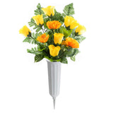 4Pcs Cemetery Memorial Vase with Spikes Grave Ground Stake Vase Resin Cones Flowers Holder for Grave Decoration Grey